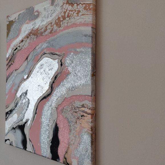 Original Silver & Pink Geode Modern Wall Art - Picture 3 of 5